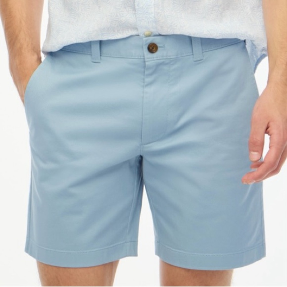 J. Crew Mens Chino 9” Shorts Light Blue NEW NWT Stretch 30😍